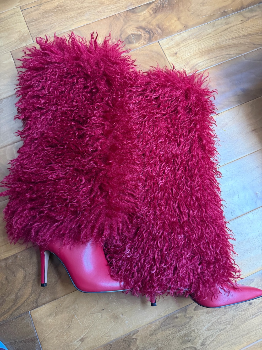 NWT Steve Madden Icon Faux Fur Red Boots Size 7.5 (no original box) - Picture 8 of 10